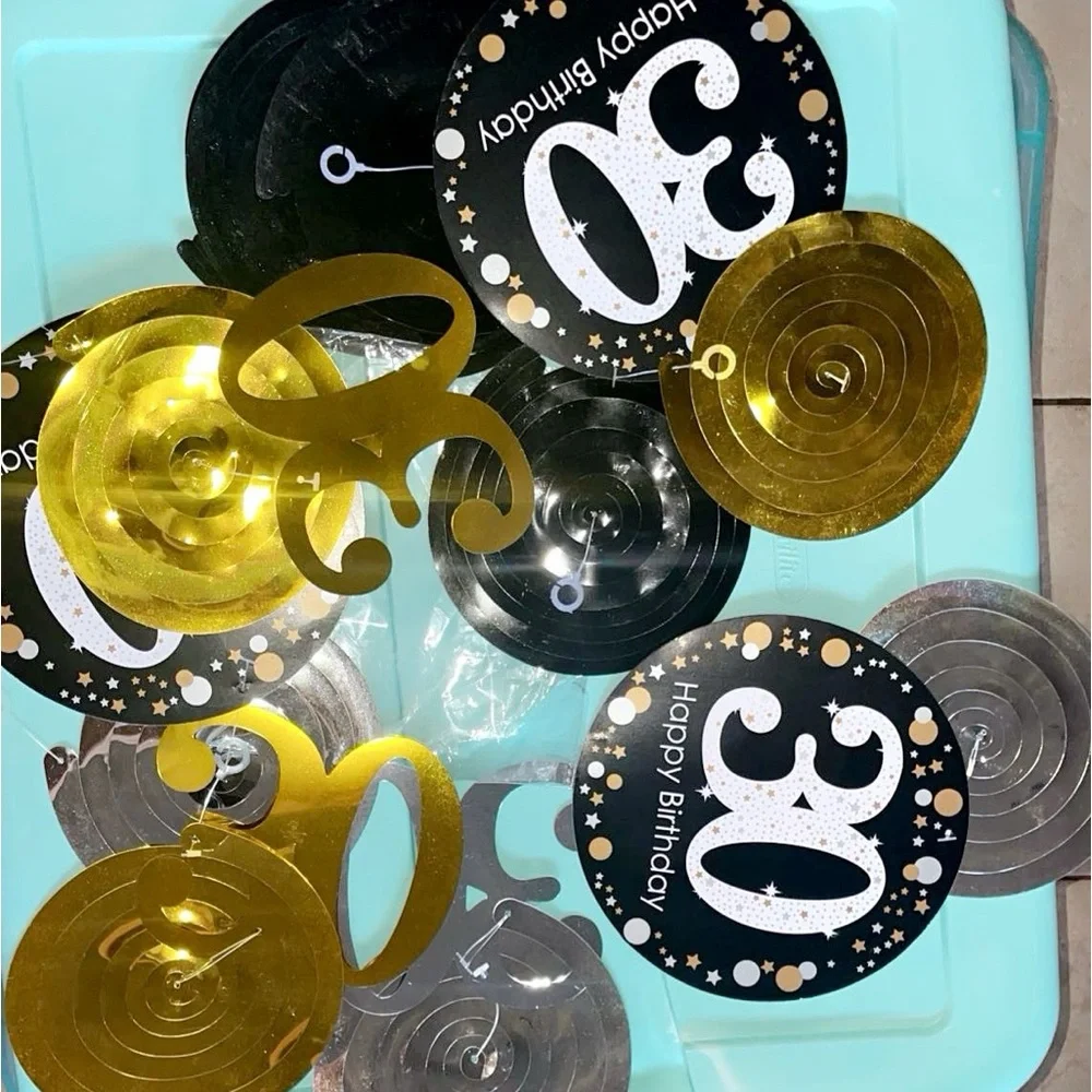 NEW Dirty thirty 30 gold/black/silver party decorations dangles